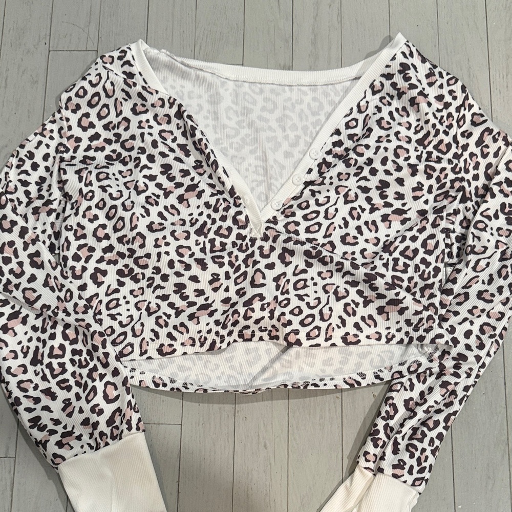 Leopard Print V-Neck Women's Top